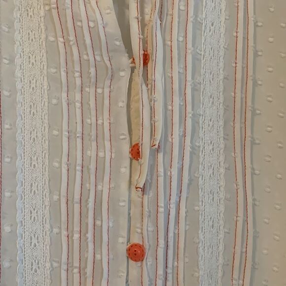 Matilda Jane Medium Peasant blouse. The color is cream with orange/peach detail - Picture 3 of 8